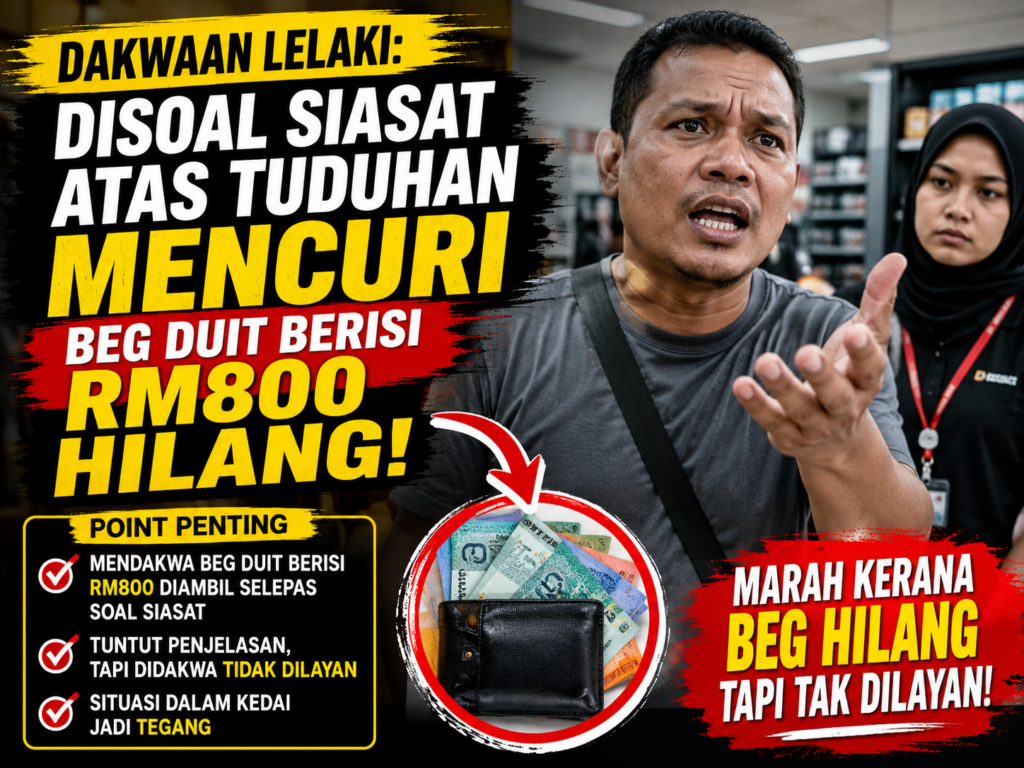Lelaki Dakwa Beg Duit Berisi RM800 Hilang Selepas Disoal Siasat